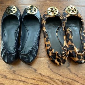 2 pairs of Tory Burch Reva Ballet Flats, 7M.